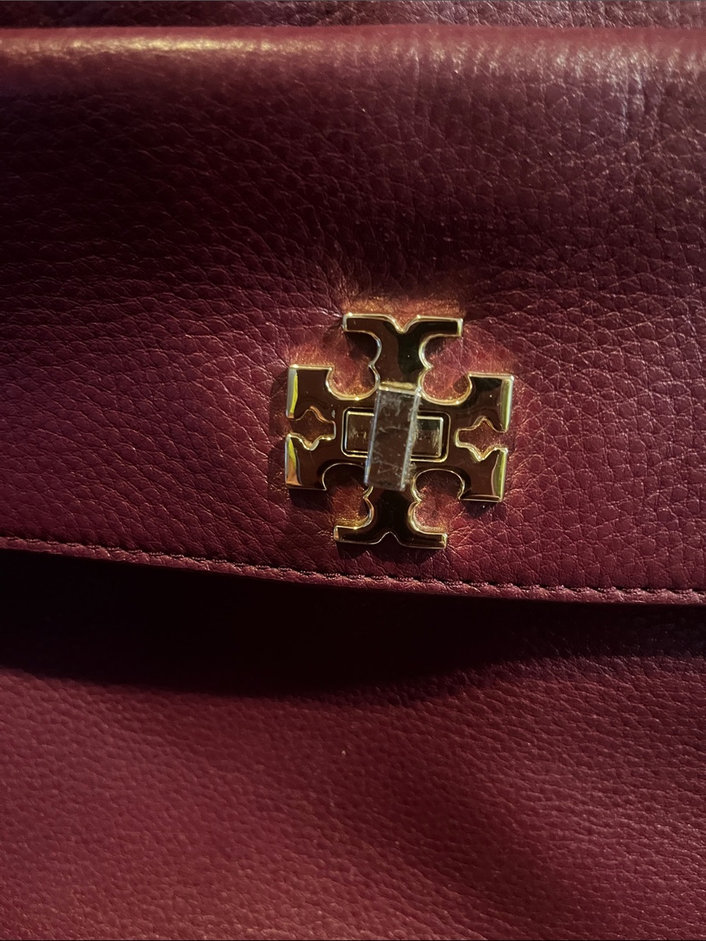 Tory Burch Deep Burgundy Leather Hobo with Gold Logo - Picture 4 of 7
